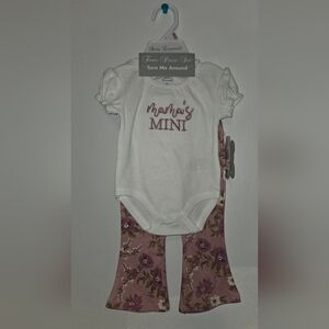 Baby Essentials 'Mama's Mini' White and Mauve Floral Outfit